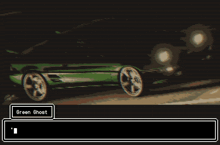 a pixel art of a green car with the words " green ghost " below it