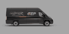 a black van with the word gep on the side of it