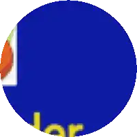 a blue circle on a white background with a green border