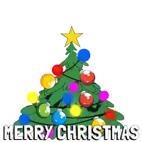 a merry christmas greeting card with a christmas tree