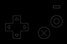 a video game controller with a cross , triangle , and circle on a black background .