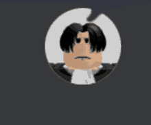 a cartoon character in a circle with a sad face on his face