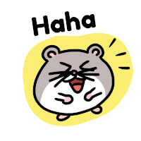 a cartoon of a hamster laughing with the words haha above it