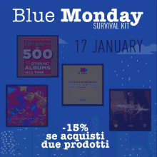 an advertisement for blue monday survival kit with a -15 % discount