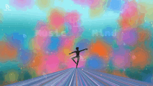 a colorful painting of a ballerina with the words hustle mind below her