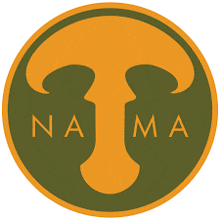 a green circle with a mushroom and the word nama on it