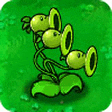 a cartoon drawing of a plant with three eyes growing out of it 's leaves .