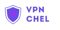 a logo for vpn chel with a check mark on it