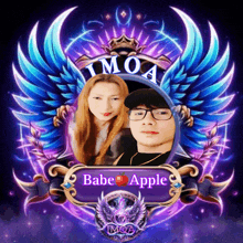 a picture of a man and woman with the name babe apple on it