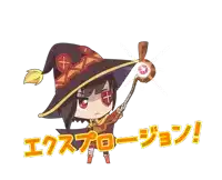 a cartoon of a witch holding a wand with a cross on it