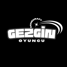 a black and white logo for gezgin oyuncu minecraft