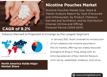 an advertisement for nicotine pouches market shows a map of the world