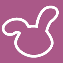 a purple background with a white outline of a rabbit