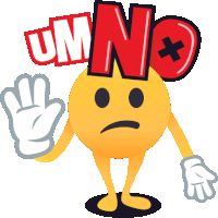 a yellow smiley face with the word umno on it