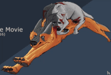 a drawing of a wolf laying on top of another wolf with the words the movie 16 behind it