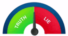 a green and red gauge that says truth and lie on it
