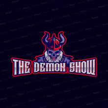 a logo for the demon show with a skull in a horned hat