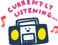 a drawing of a boombox with the words currently listening