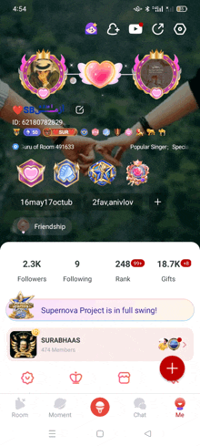 a screenshot of the supernova project app on a cell phone