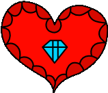 a red heart with a blue diamond in the middle .