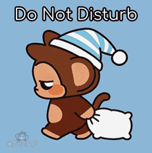 a cartoon of a monkey with the words do not disturb written above it