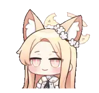 a girl with cat ears and flowers on her head