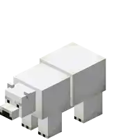 a pixel art of a polar bear standing on a white background .
