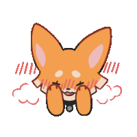 a cartoon drawing of a fox covering its face