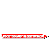 a red and white sign that says code dennus in the itemshop