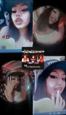 a collage of pictures of a girl with freckles and a n8 ridaz.com logo