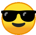 a yellow smiley face with black sunglasses on it .