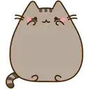 a cartoon drawing of a cat with a sad face and a tail .