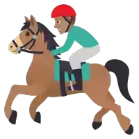 a jockey wearing a red helmet is riding a horse