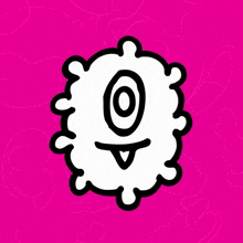 a pink background with a drawing of a circle and an arrow