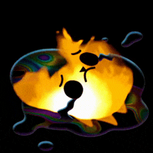 a cartoon drawing of a flame with the letters r written on it