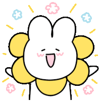 a cartoon drawing of a bunny with a flower in its head