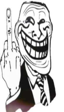 a black and white drawing of a man in a suit and tie giving the middle finger
