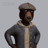 a cartoon bear wearing a hat and a jacket says okay bears on the bottom right