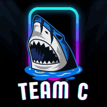 a logo for team c with a shark in the middle