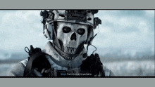 a soldier with a skull on his helmet says ghost that 's the one i 'm partial to ..