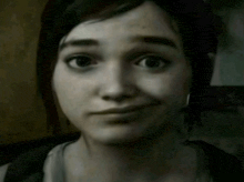 a close up of a woman 's face with a slight smile on her face