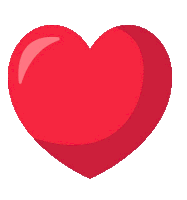 a red heart on a white background with a shadow on it