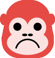 a red monkey with a sad face on it