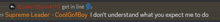 a screenshot of a message from supreme leader