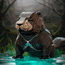 a model of a beaver made of lego blocks