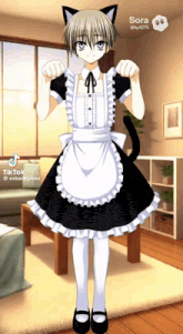 a boy dressed in a maid outfit with cat ears