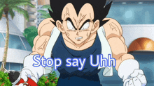 a cartoon character says stop say uhh