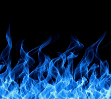 blue flames on a black background with a few swirls