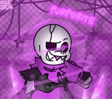 a drawing of a skeleton with the word purplerite in neon