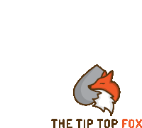 a logo for the tip top fox shows a fox holding a rock